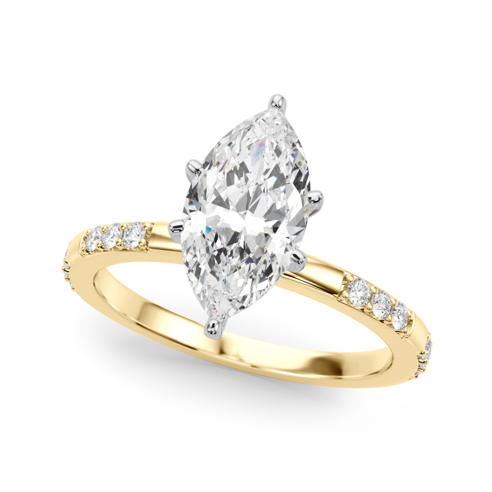 marquise cut diamond modern pave engagement ring yellow gold angle