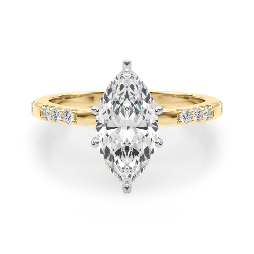 marquise cut diamond modern pave engagement ring yellow gold