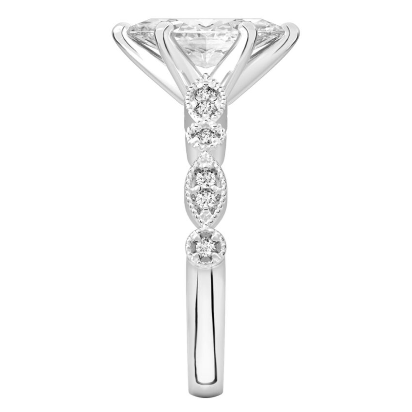 marquise cut diamond pandora engagement ring platinum side