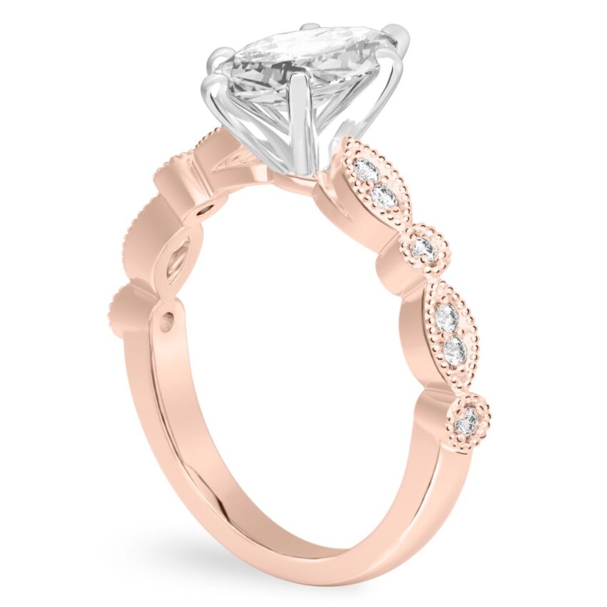 marquise cut diamond pandora engagement ring rose gold angle