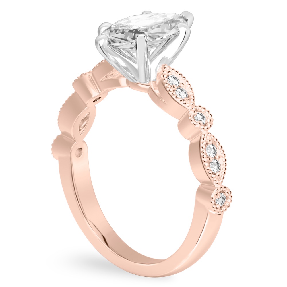 marquise cut diamond pandora engagement ring rose gold angle