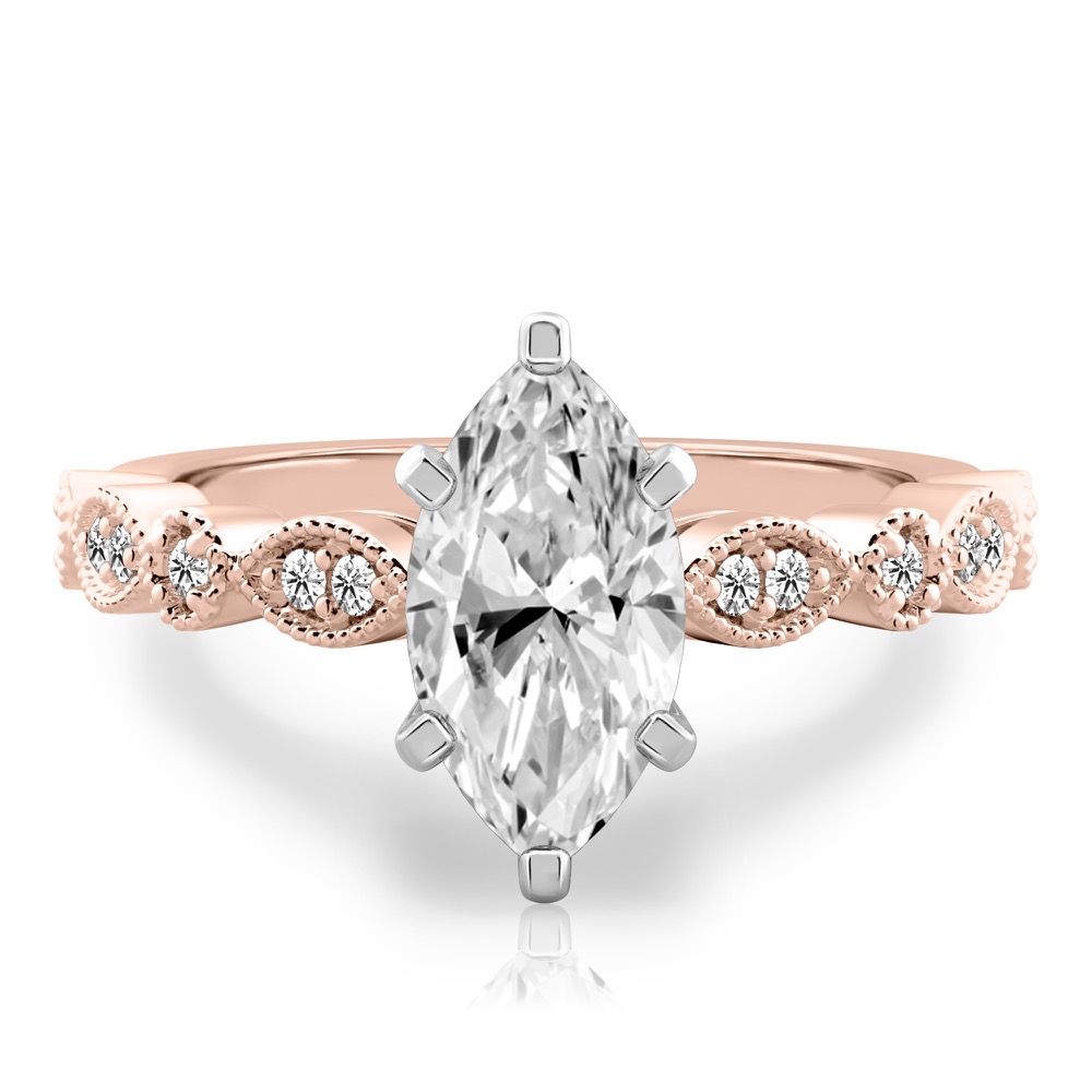 marquise cut diamond pandora engagement ring rose gold