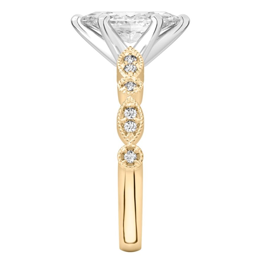 marquise cut diamond pandora engagement ring yellow gold side