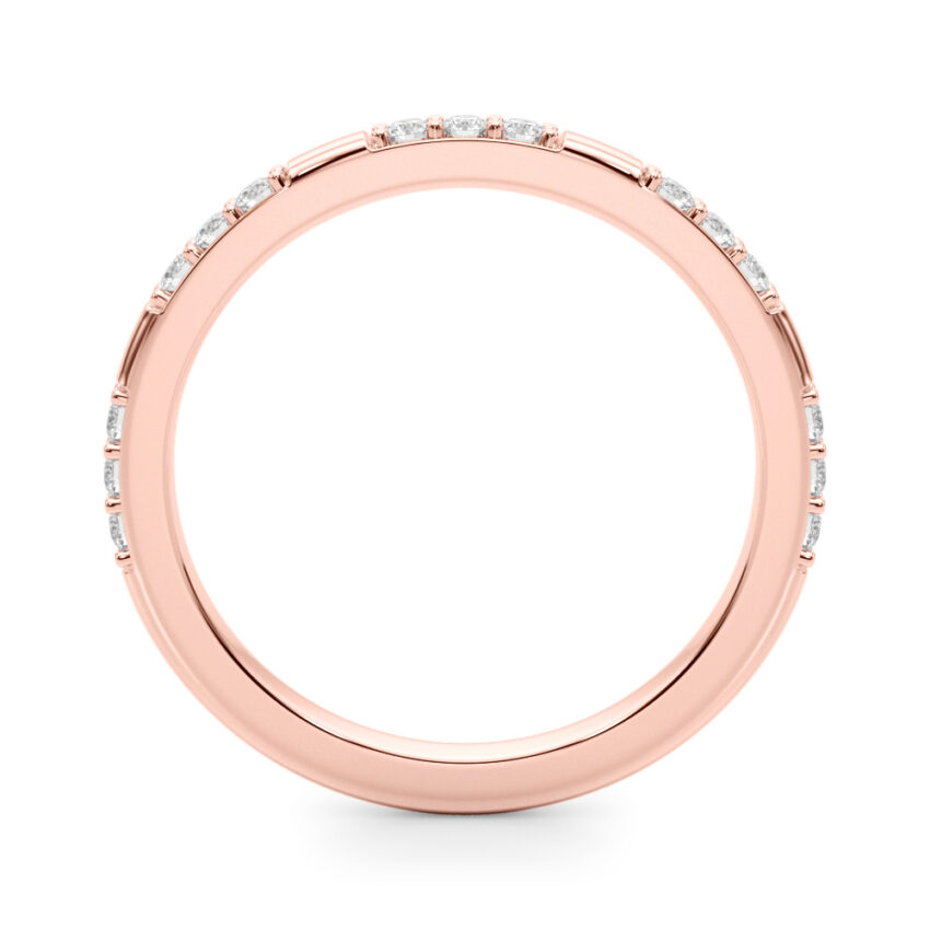 modern pave wedding band rose gold angle