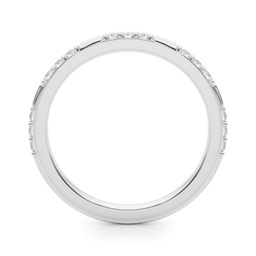 modern pave wedding band white gold angle