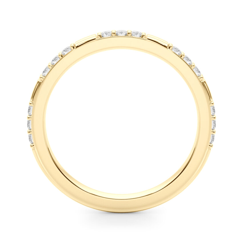 modern pave wedding band yellow gold angle