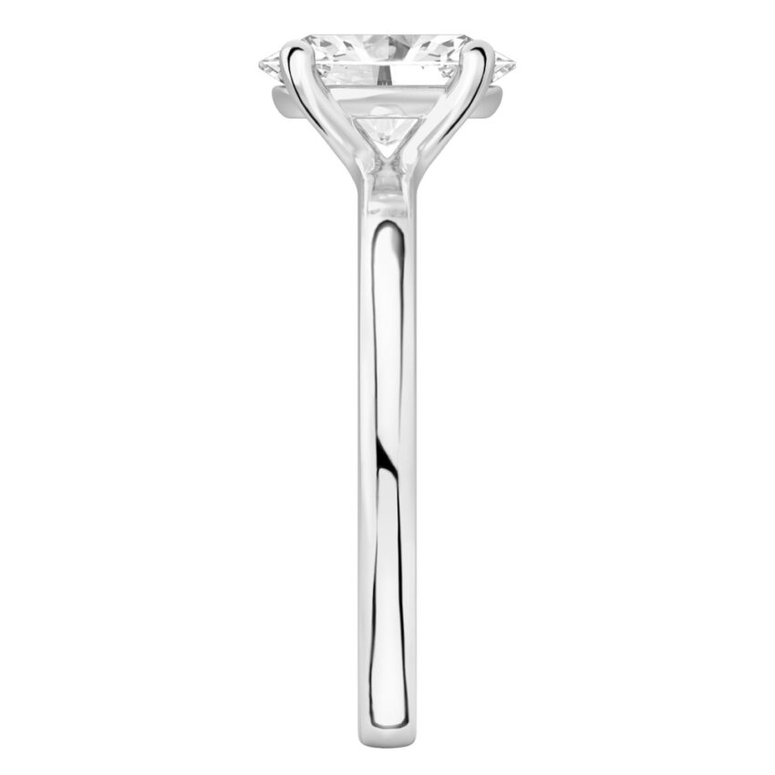 oval shape diamond basket setting engagement ring platinum side