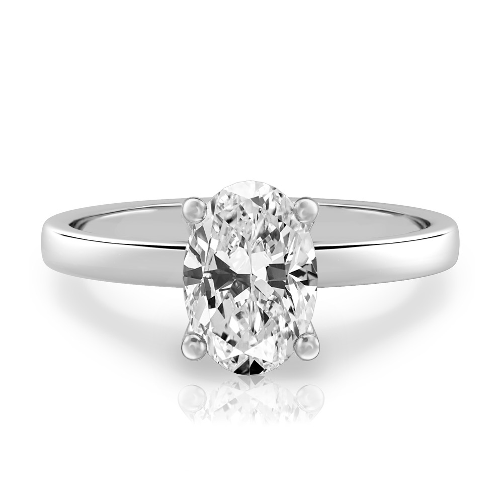 oval shape diamond basket setting engagement ring platinum