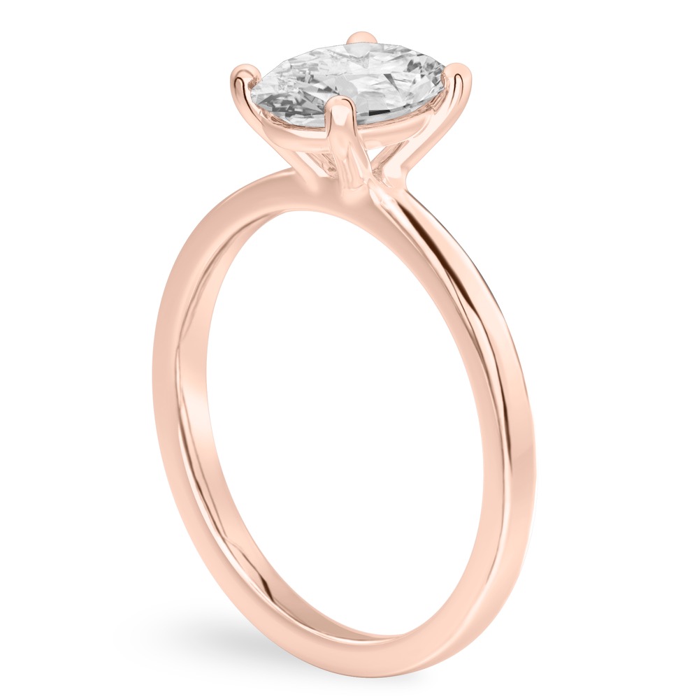 oval shape diamond basket setting engagement ring rose gold angle