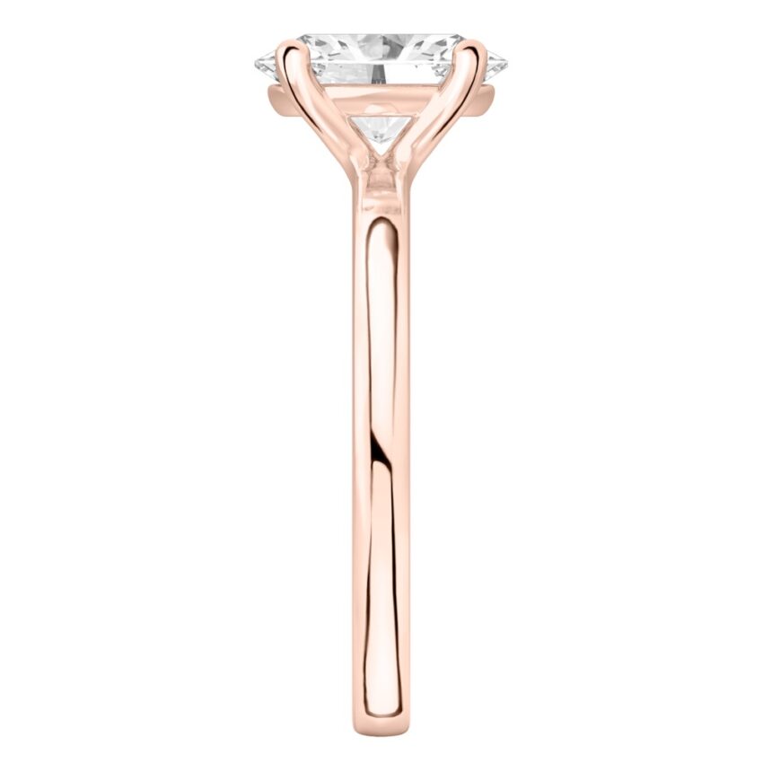 oval shape diamond basket setting engagement ring rose gold side