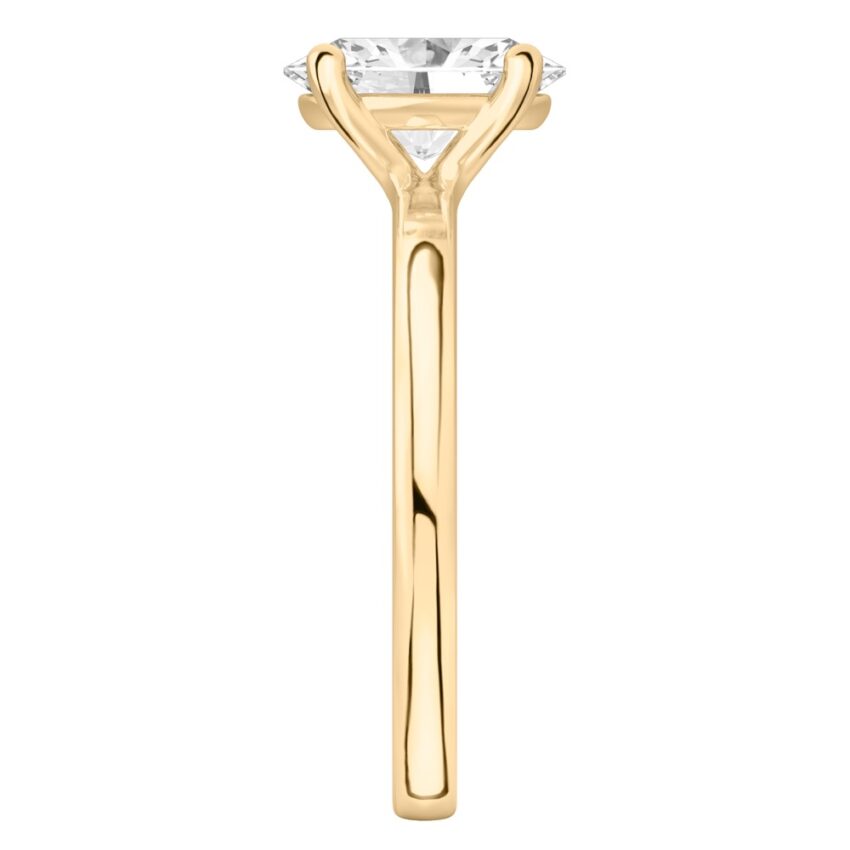 oval shape diamond basket setting engagement ring yellow gold side