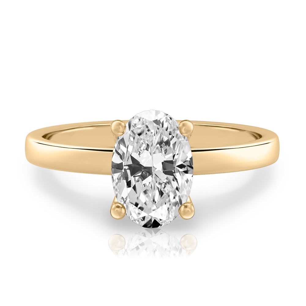 oval shape diamond basket setting engagement ring yellow gold