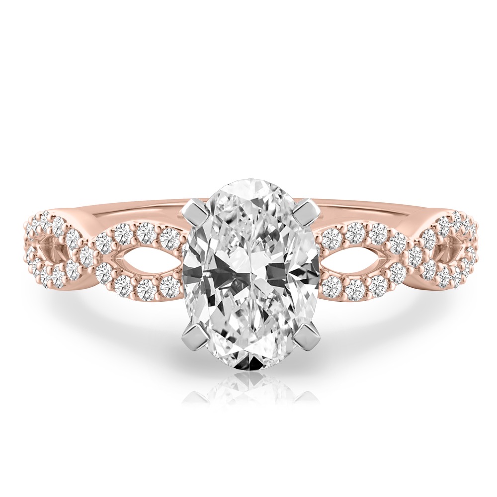 oval shape diamond infinity engagement ring rose gold