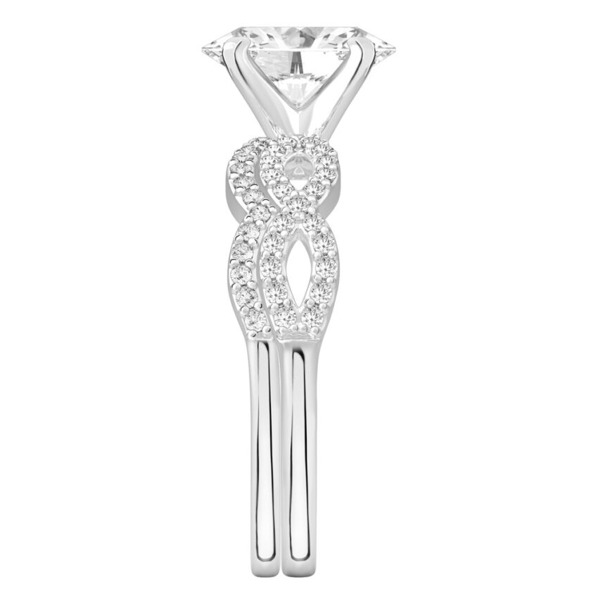 oval shape diamond infinity engagement ring set platinum side