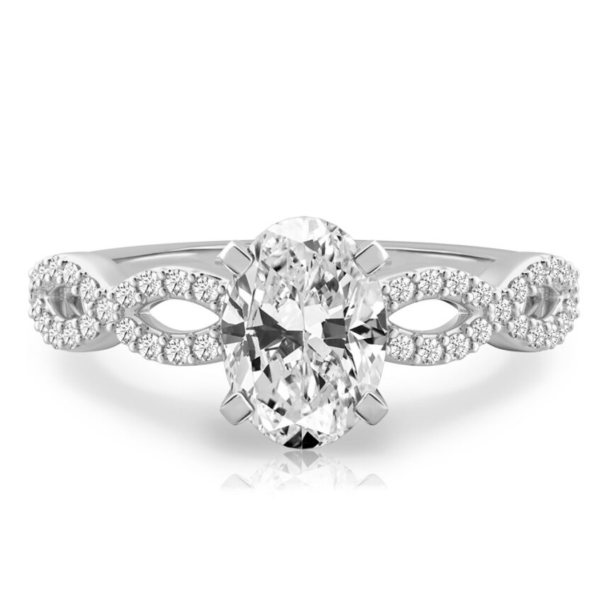 oval shape diamond infinity engagement ring white gold