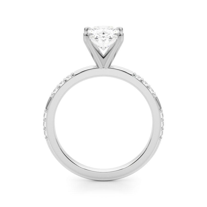 oval shape diamond modern pave engagement ring palladium side