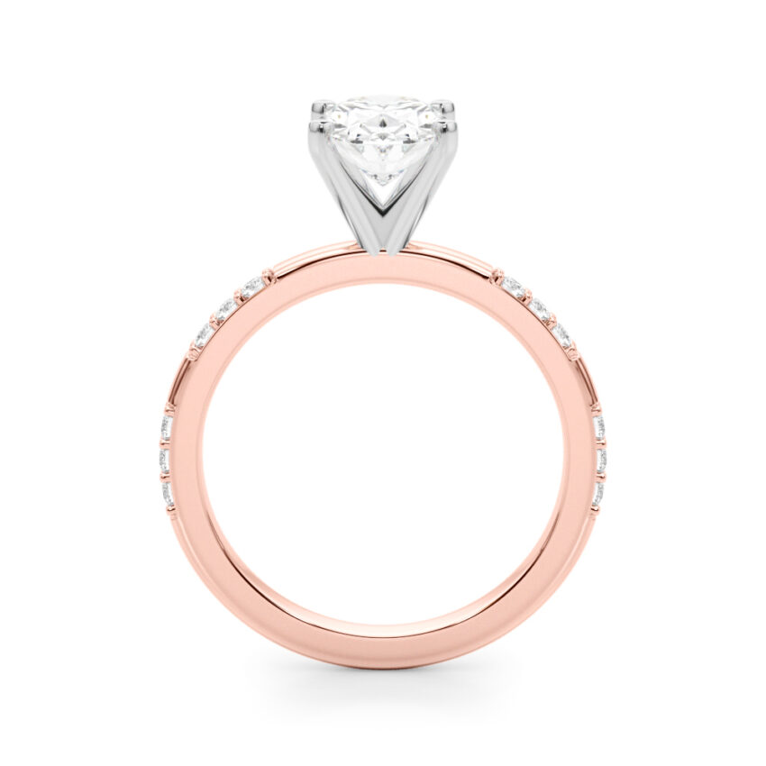oval shape diamond modern pave engagement ring rose gold side