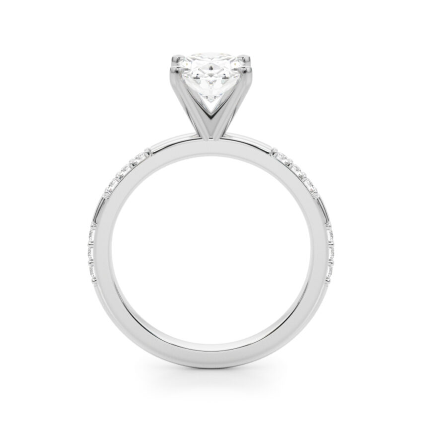 oval shape diamond modern pave engagement ring white gold side