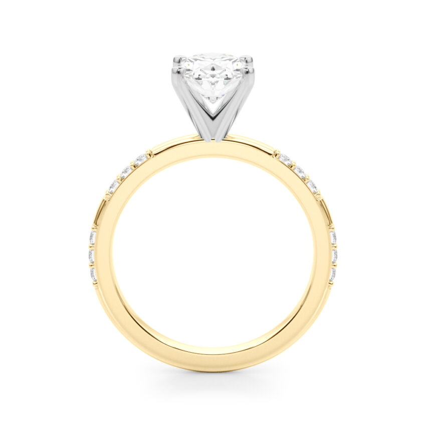 oval shape diamond modern pave engagement ring yellow gold side