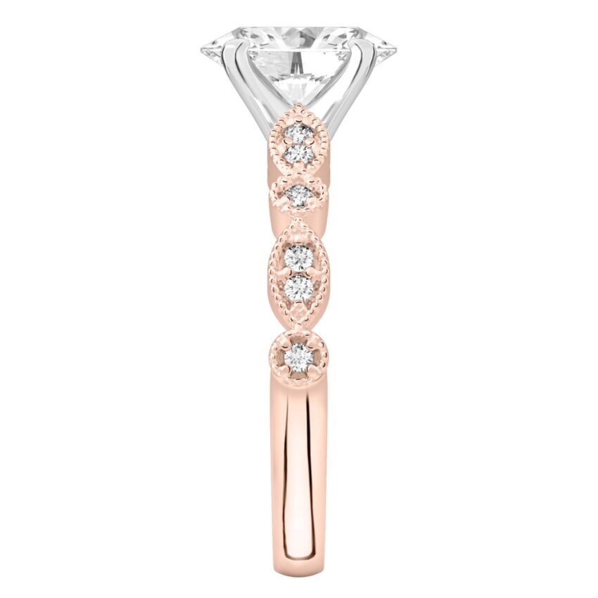oval shape diamond pandora engagement ring rose gold side