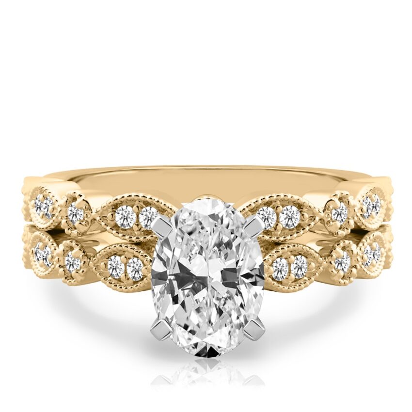 oval shape diamond pandora engagement ring set yellow gold