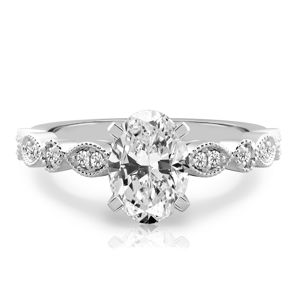 oval shape diamond pandora engagement ring white gold