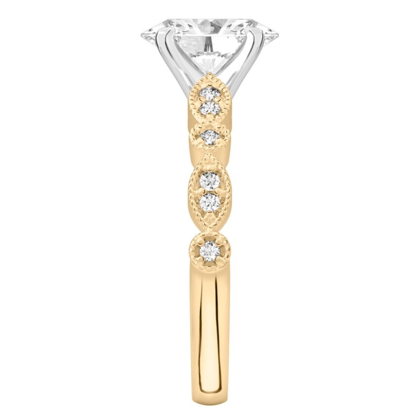 oval shape diamond pandora engagement ring yellow gold side