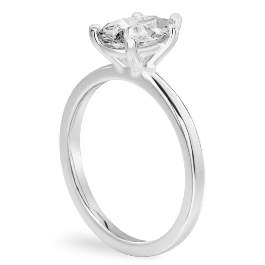 pear shape diamond basket setting engagement ring palladium angle