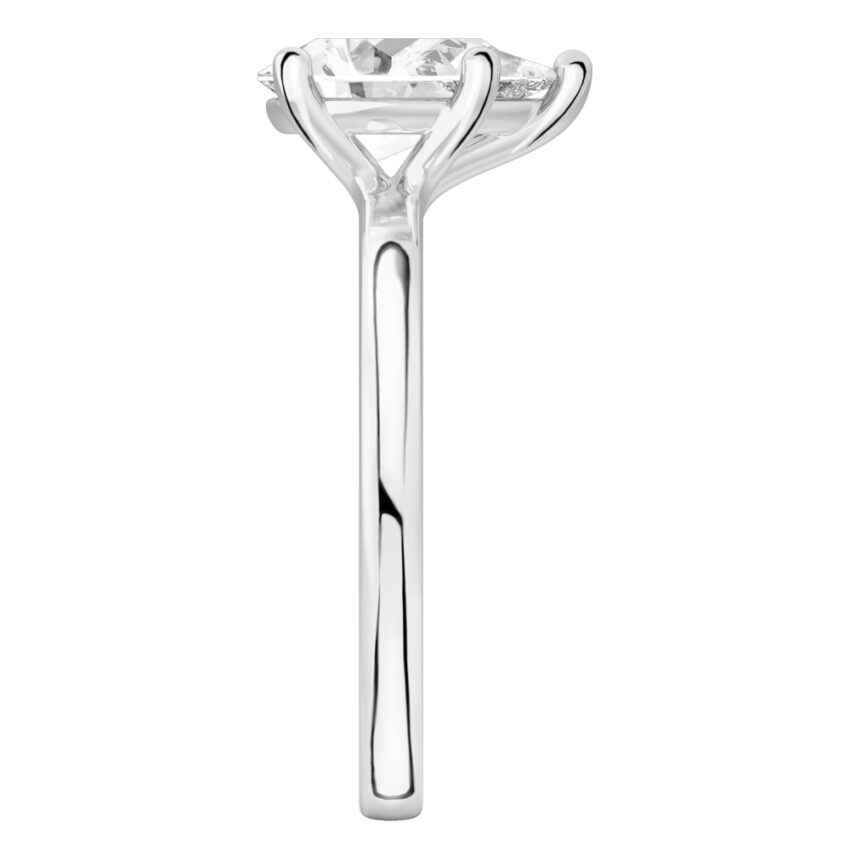 pear shape diamond basket setting engagement ring platinum side