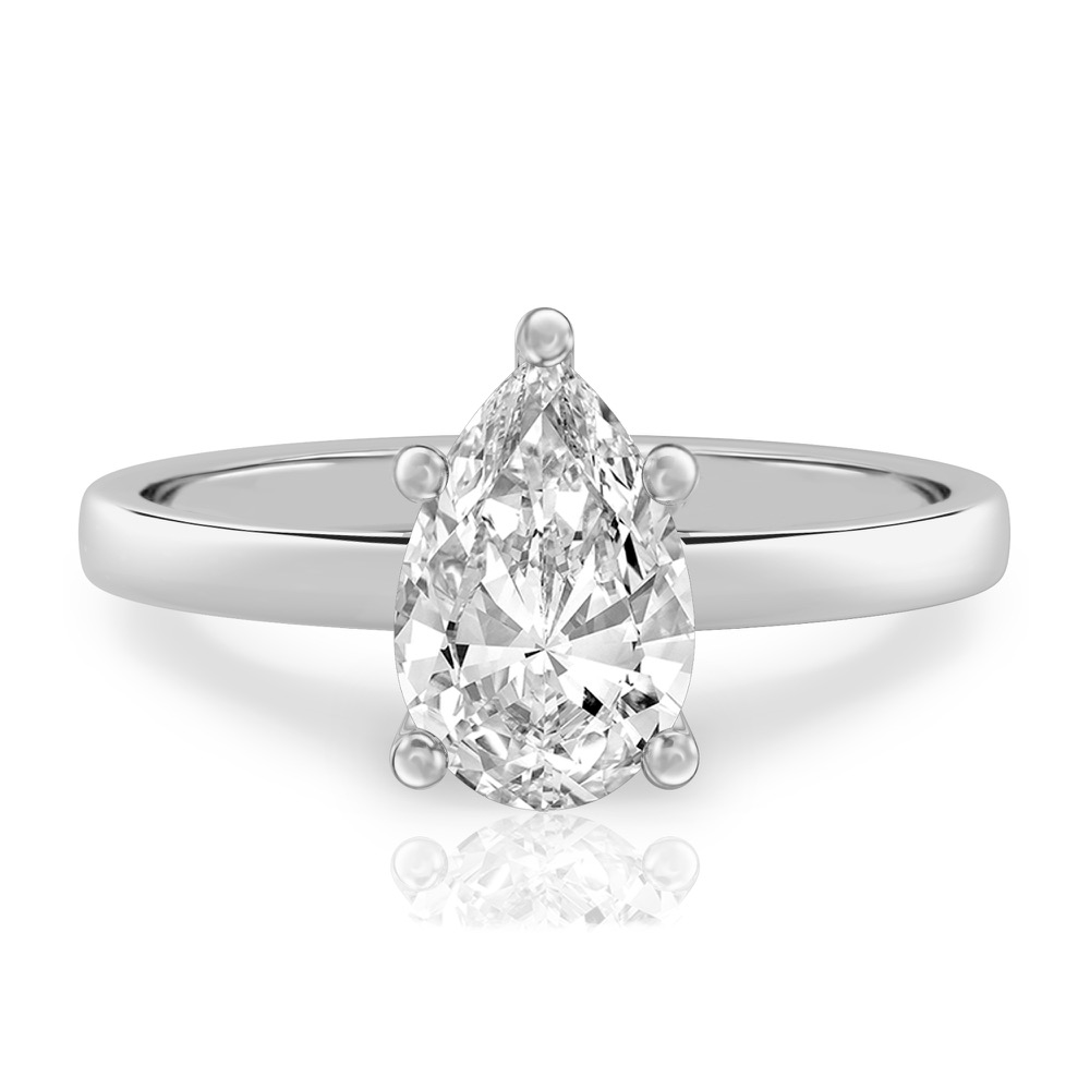 pear shape diamond basket setting engagement ring platinum