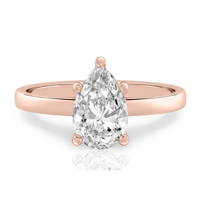 pear shape diamond basket setting engagement ring rose gold