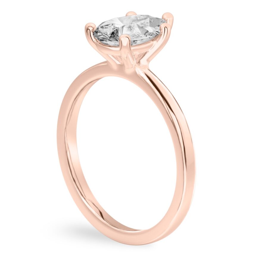 pear shape diamond basket setting engagement ring rose gold angle