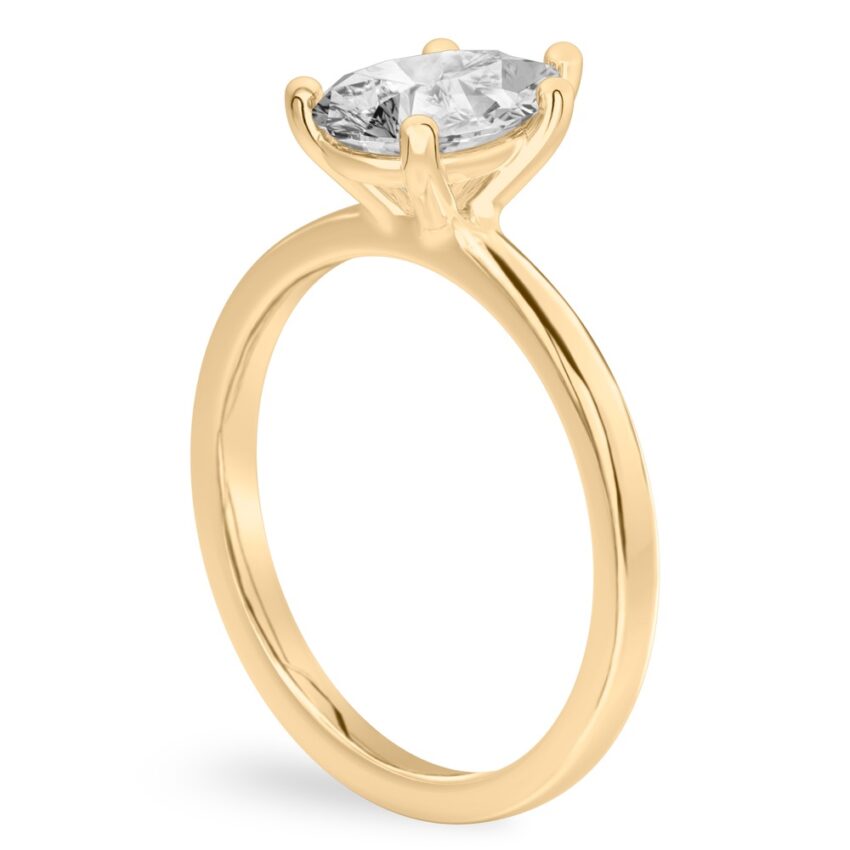 pear shape diamond basket setting engagement ring yellow gold angle