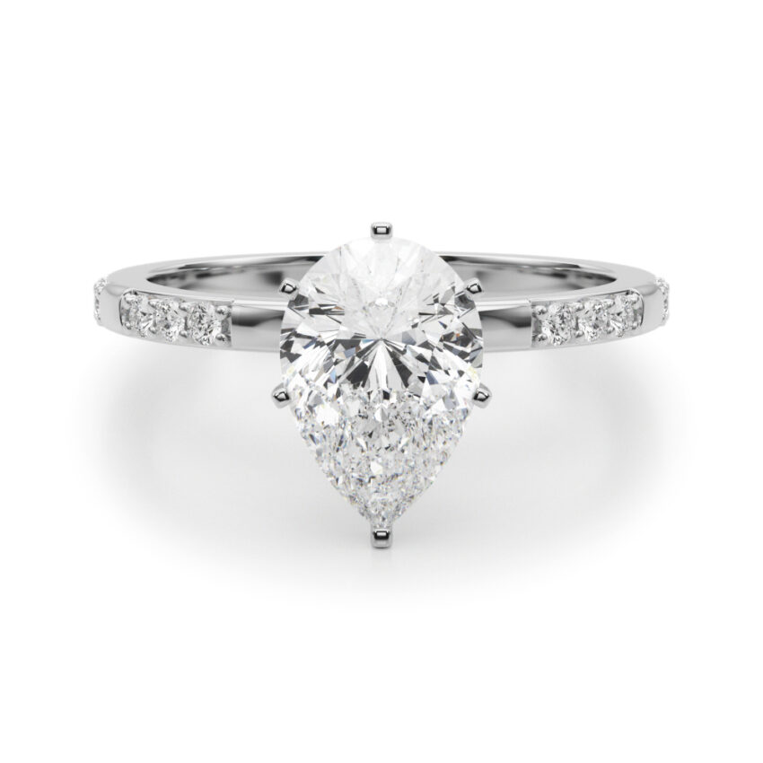 pear shape diamond modern pave engagement ring platinum