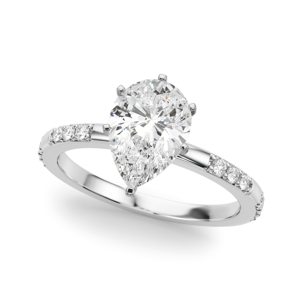 pear shape diamond modern pave engagement ring platinum angle