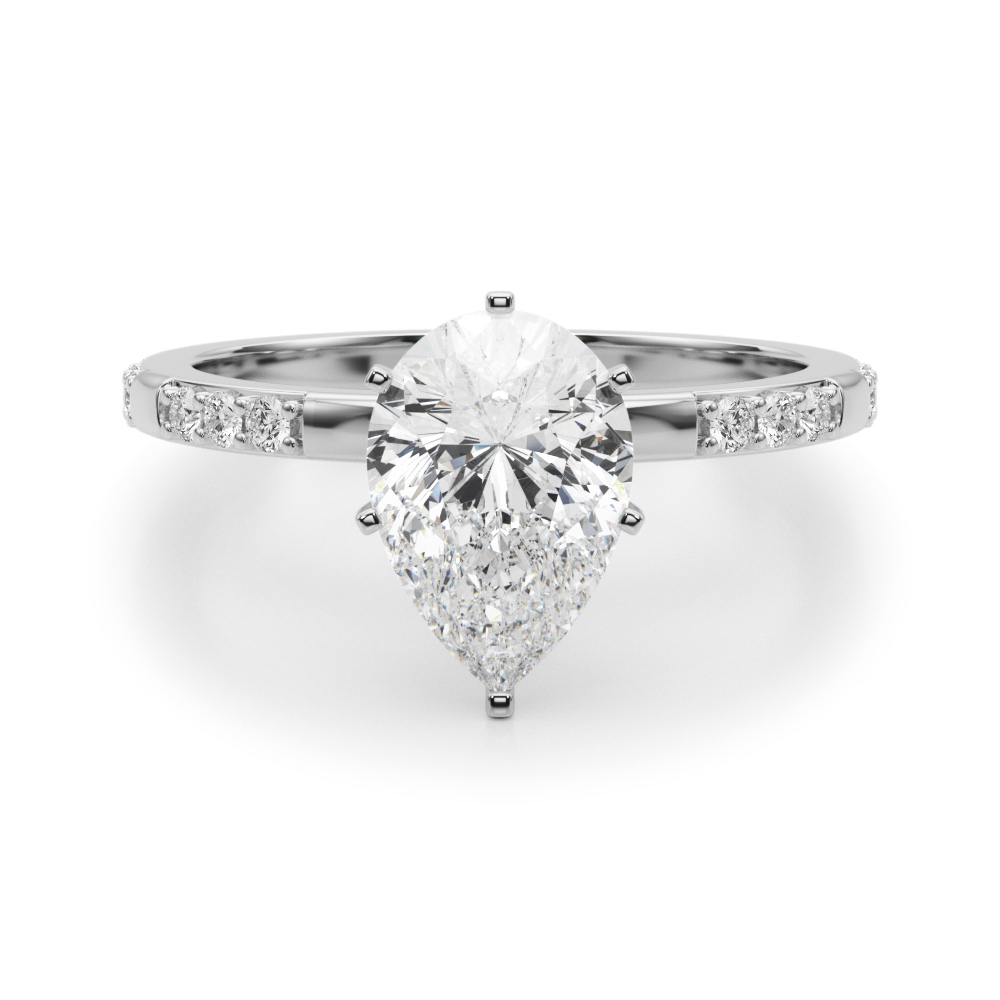 pear shape diamond modern pave engagement ring platinum