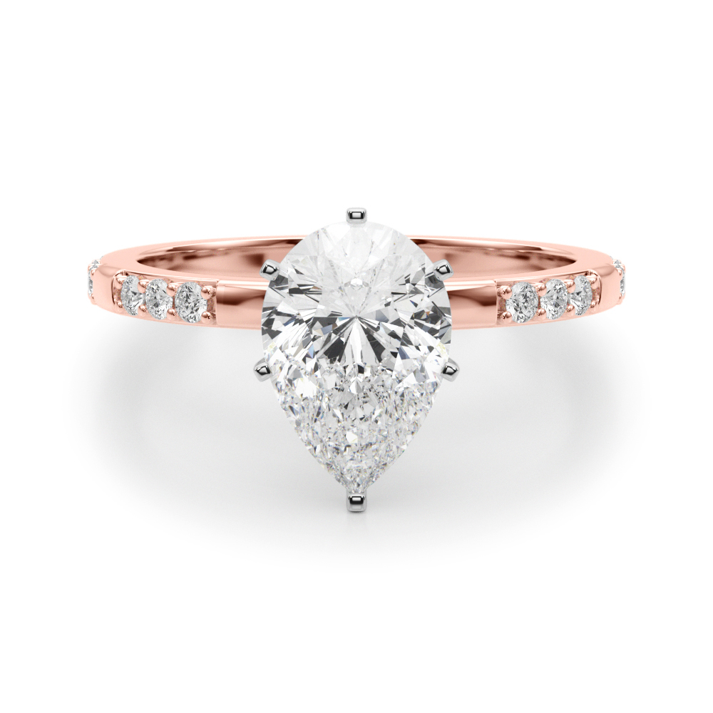 pear shape diamond modern pave engagement ring rose gold