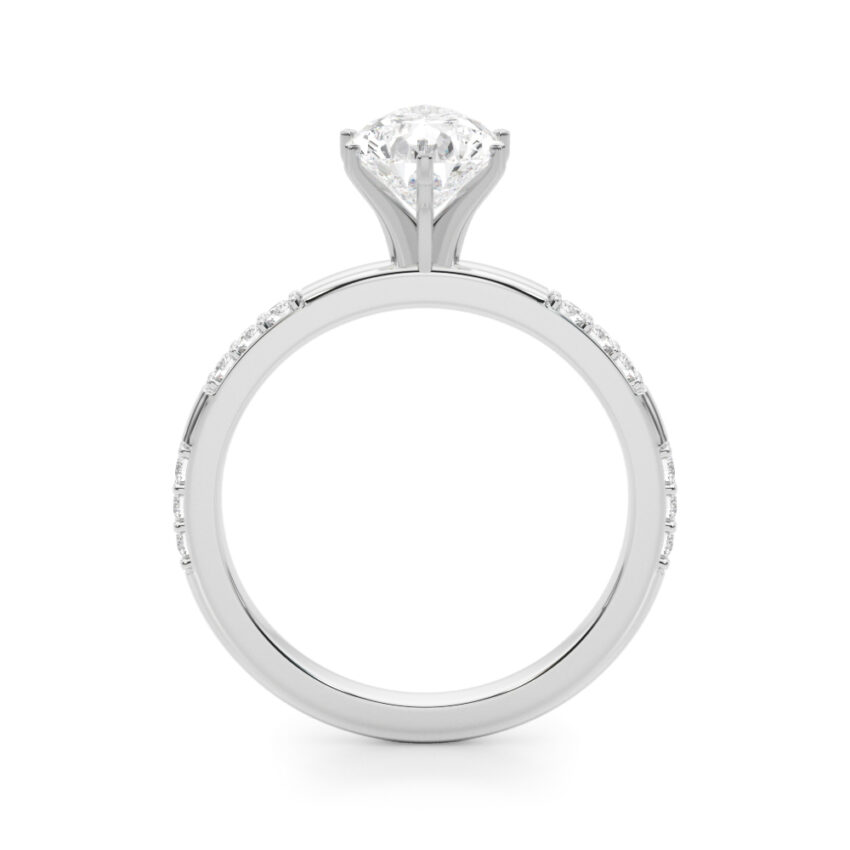 pear shape diamond modern pave engagement ring white gold side