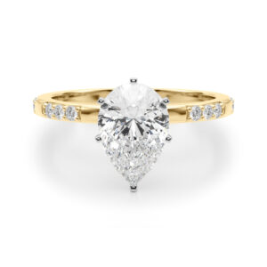 pear shape diamond modern pave engagement ring yellow gold