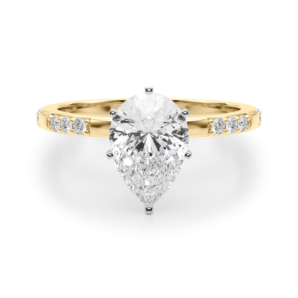 pear shape diamond modern pave engagement ring yellow gold