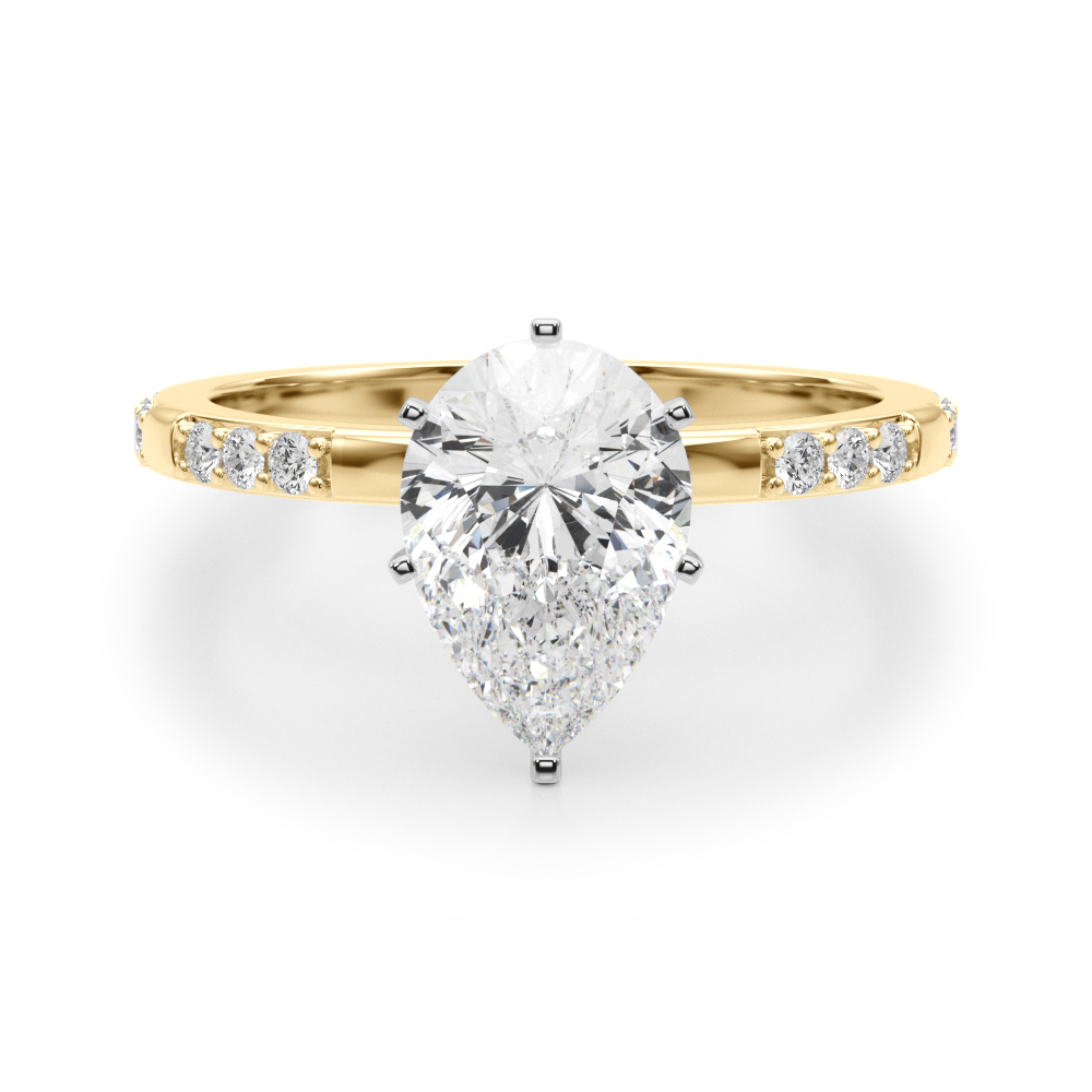 pear shape diamond modern pave engagement ring yellow gold