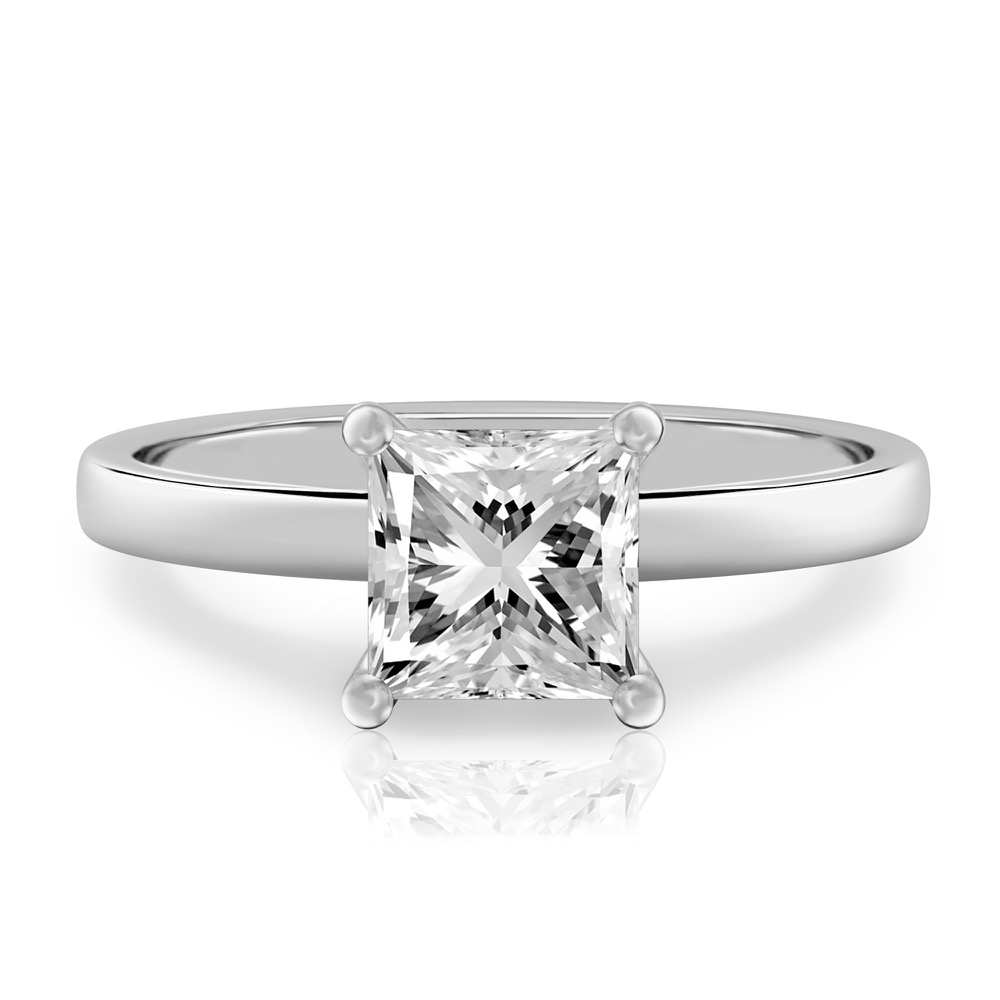 princess cut diamond basket setting engagement ring platinum