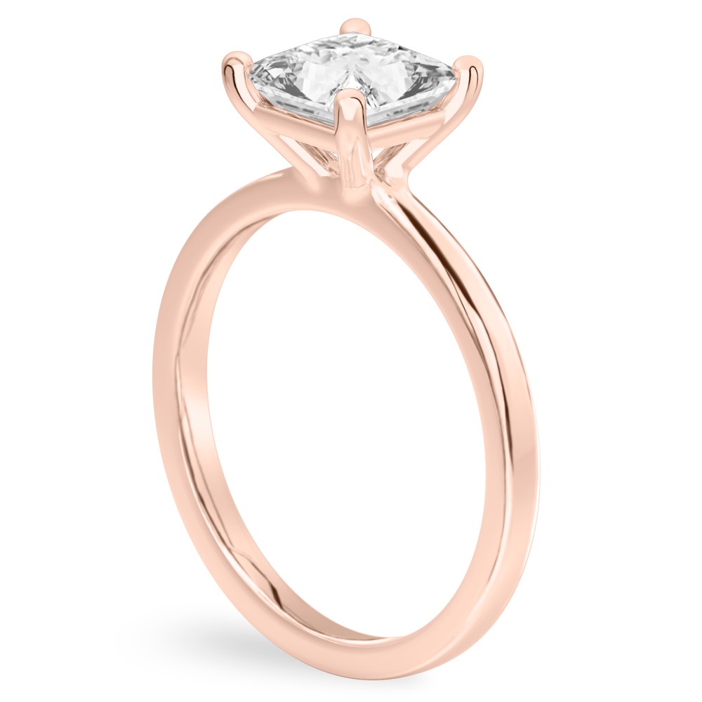 princess cut diamond basket setting engagement ring rose gold angle