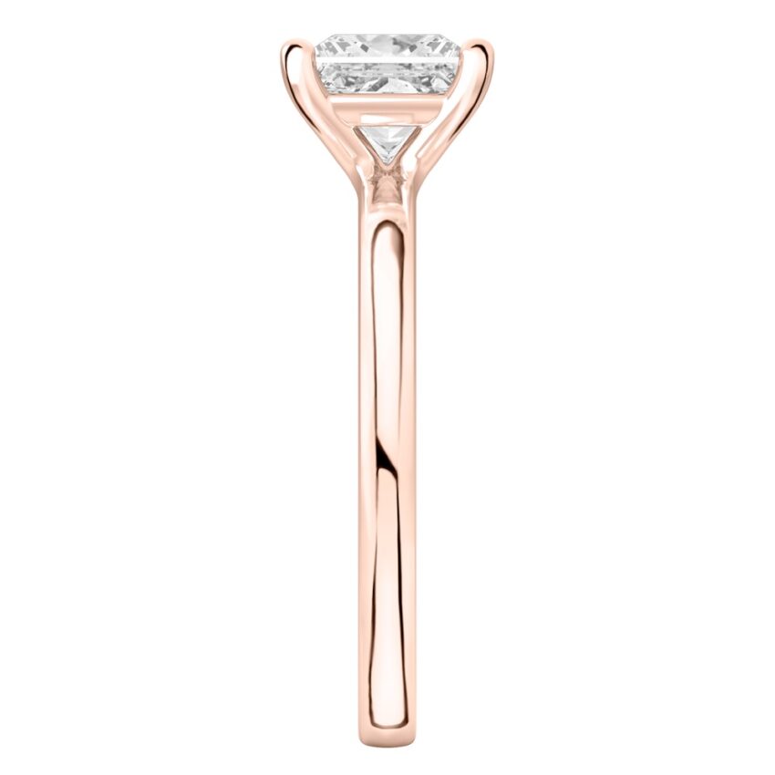 princess cut diamond basket setting engagement ring rose gold side
