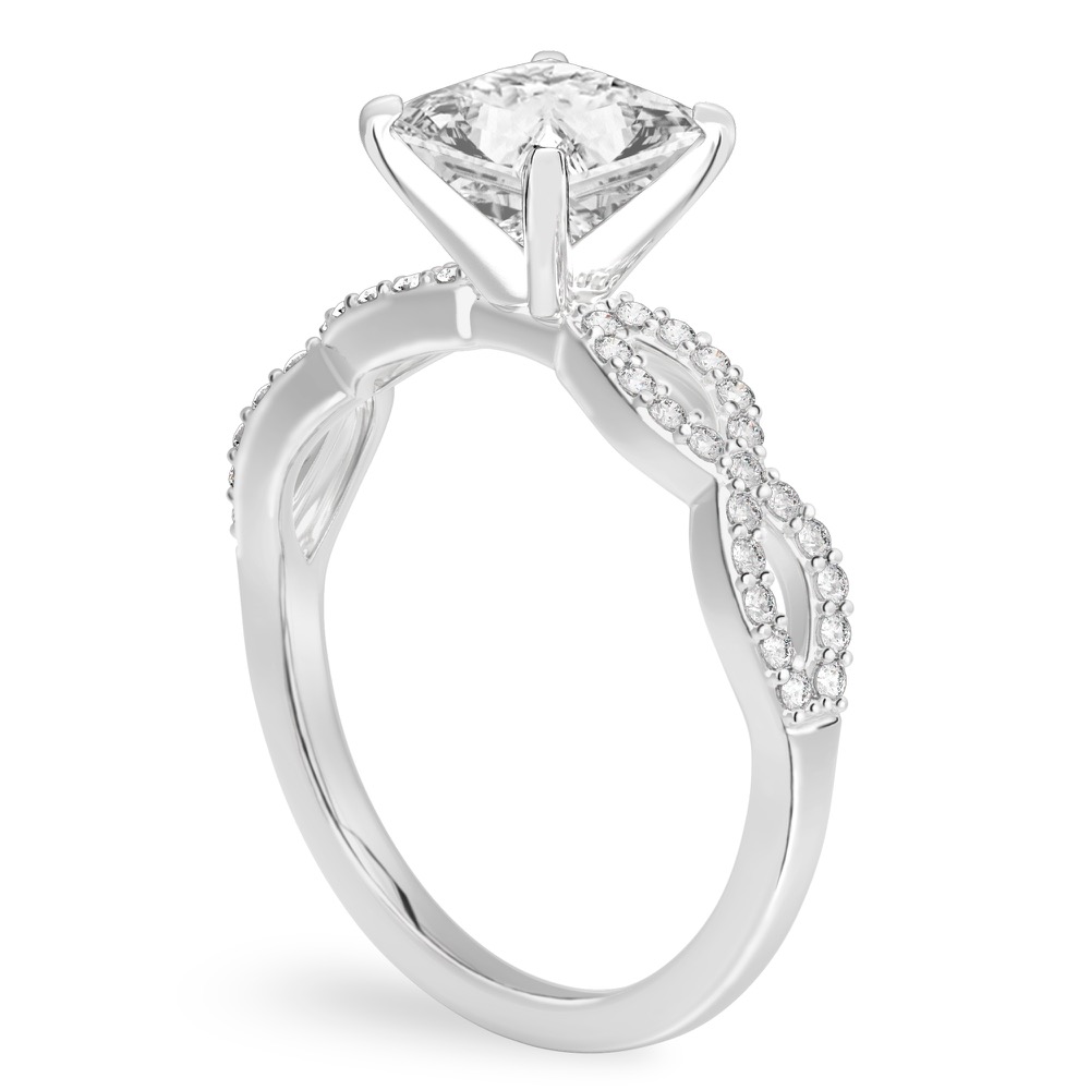 princess cut diamond infinity engagement ring platinum angle