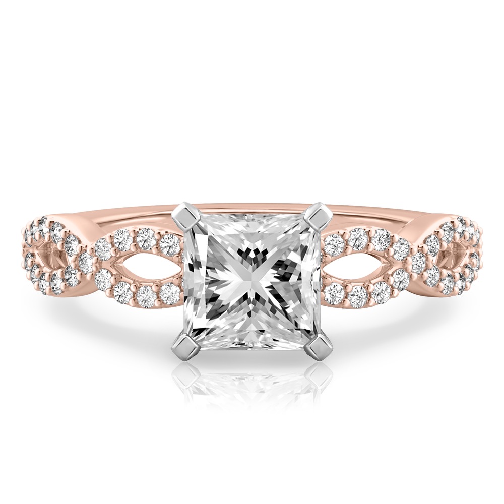 princess cut diamond infinity engagement ring rose gold