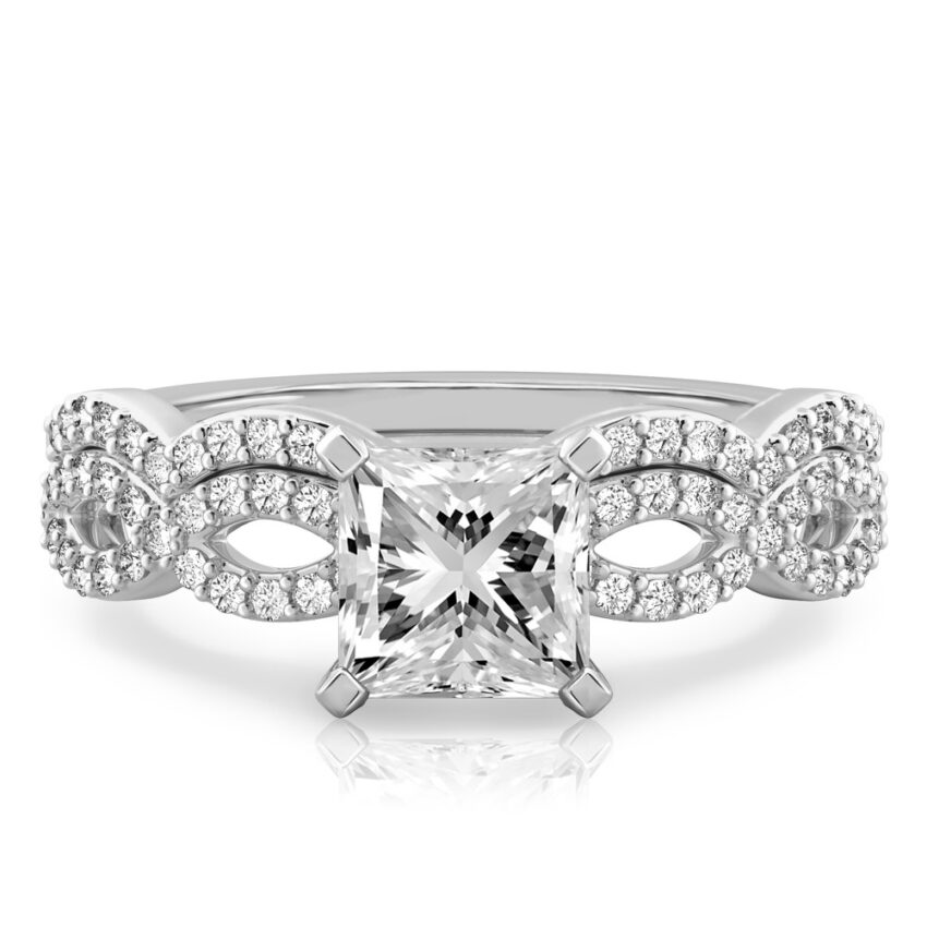 princess cut diamond infinity engagement ring set white gold