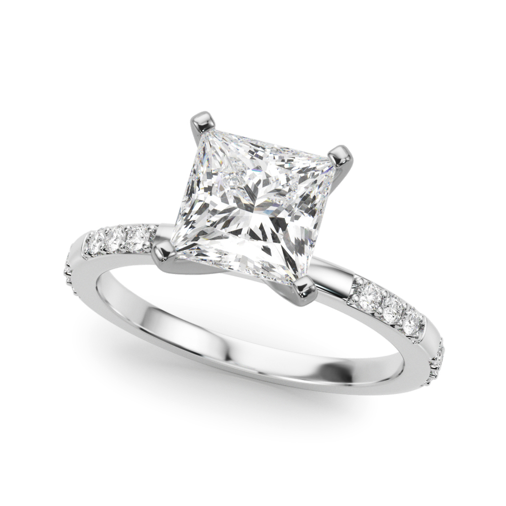 princess cut diamond modern pave engagement ring palladium angle