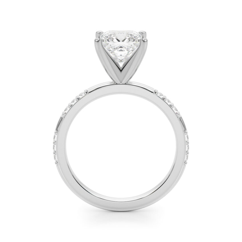 princess cut diamond modern pave engagement ring palladium side