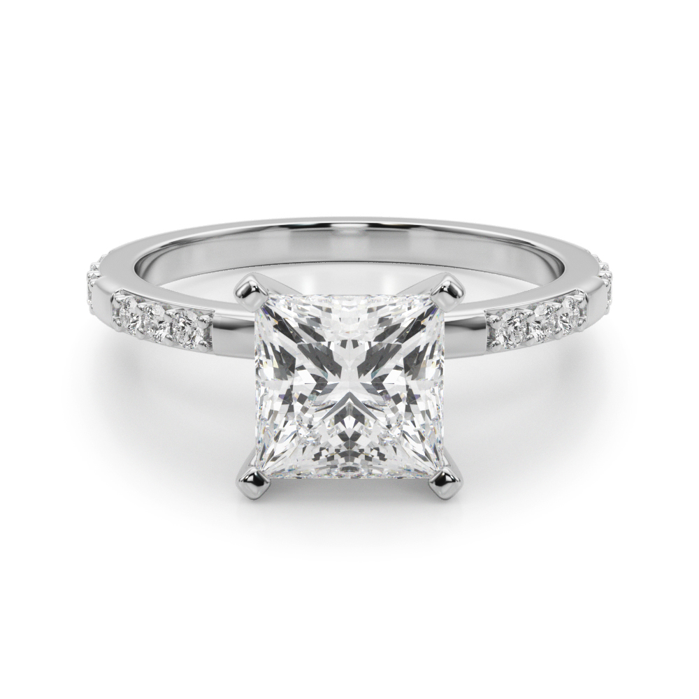 princess cut diamond modern pave engagement ring platinum